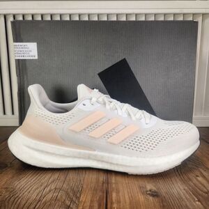 Adidas Pureboost 23 IF2392 Womens 9.5 White Pink Athletic Running Sneakers Shoes